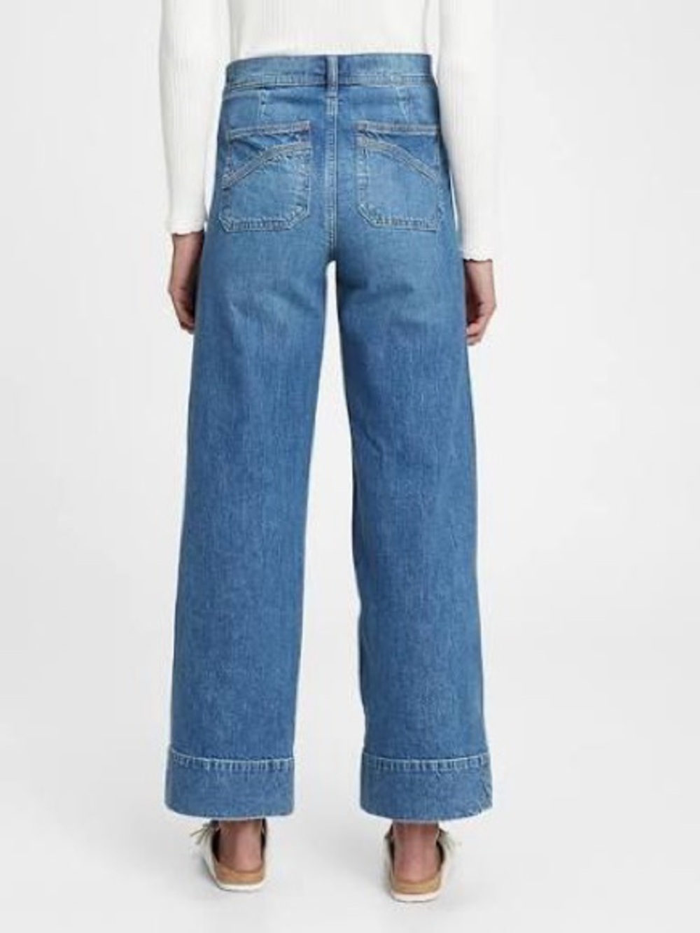 GAP Sky High Wide Leg Jeans 30/ 10 R Denim Blue Crop Classic Minimalist - Picture 3 of 12